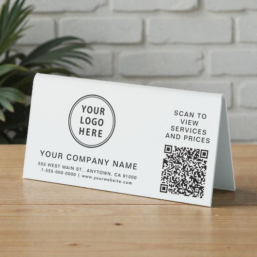 Plaque De Table Business Logo Create Your QR Code Horizontal