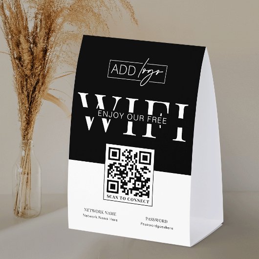 Plaque De Table Business Logo Free WIFI Password QR Code Sign