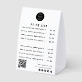 Plaque De Table Business Logo Price List QR Code Social Media  (Verso)