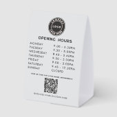 Plaque De Table Business Logo QR Code Opening Hours (Verso)