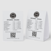 Plaque De Table Business Logo QR Code Opening Hours (Recto/verso)