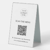 Plaque De Table Business Logo Table Number Menu QR Code Modern (Verso)