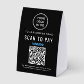 Plaque De Table Business Logo Venmo QR Code Scan To Pay (Verso)