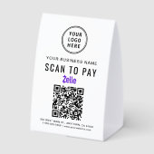 Plaque De Table Business Logo Venmo Zelle QR Code Scan To Pay (Verso)