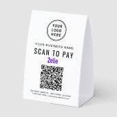 Plaque De Table Business Logo Zelle QR Code Scan To Pay (Verso)
