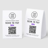 Plaque De Table Business Logo Zelle QR Code Scan To Pay (Recto/verso)