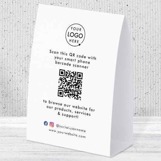 Plaque De Table Business Table Tent | QR Display Tabletop Sign