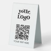 Plaque De Table Business Tabletop QR Code Moderne Logo Blanc (Verso)