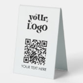 Plaque De Table Business Tabletop QR Code Moderne Logo Blanc (Recto)