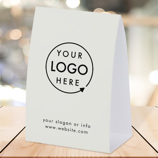 Plaque De Table Business Tabletop Sign | Gray Logo Pedestal Sign