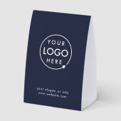 Plaque De Table Business Tabletop Sign | Navy Logo Pedestal Sign (Verso)