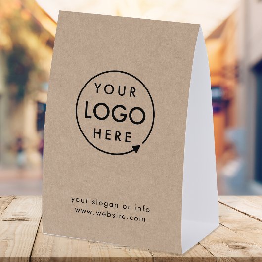 Plaque De Table Business Tabletop Sign | Rustic Kraft Pedestal