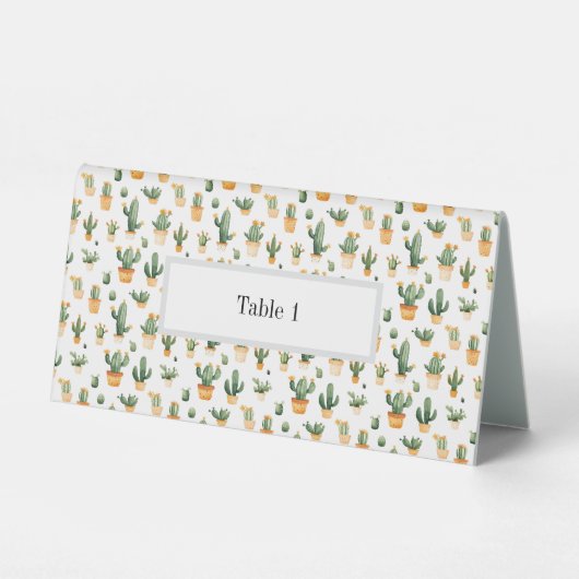 Plaque De Table Cactus pointillés sur blanc (Recto)