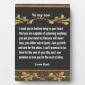 Plaque de table, cadeau à mon fils, citations (Devant)