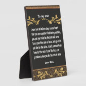 Plaque de table, cadeau à mon fils, citations (Côté)