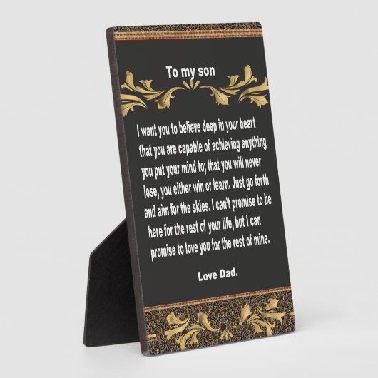 Plaque de table, cadeau à mon fils, citations (Côté)