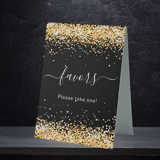 Plaque De Table Cadeaux de fête paillettes d'or noir