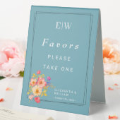 Plaque De Table Cadre avec Rose, style Mariage sur bleu (In SItu (Mariage))