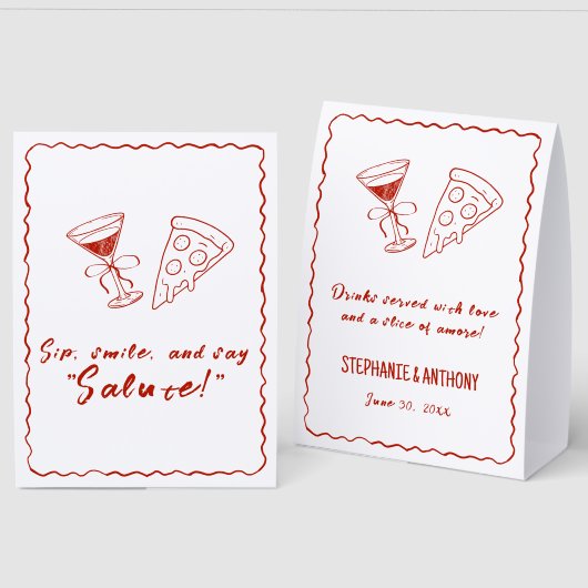 Plaque De Table Cadre fantaisiste rouge pour un mariage italien Th (Recto/Verso)