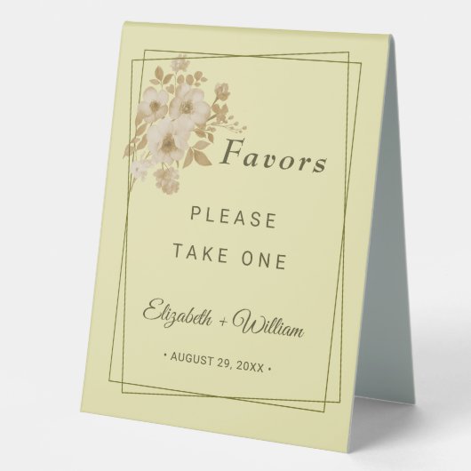 Plaque De Table Cadre Rose – Mariage Jaune Céleste (Recto)