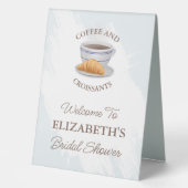 Plaque De Table Café et Croissants pour une Mariée (Recto)