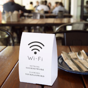 Plaque De Table Cafe Wi-Fi Entreprise Minimaliste Blanc