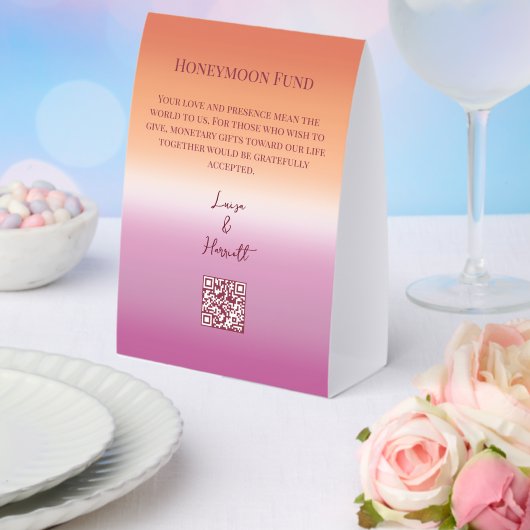Plaque De Table Cagnotte de lune de miel avec dégradé du drapeau d (Insitu (mariage))
