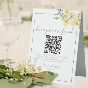 Plaque De Table Caisse de Noces de Mariage Élégante aux Fleurs Jau