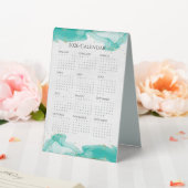 Plaque De Table Calendrier 2026 Vagues marbrées Tropical Turquoise (In SItu (Mariage))