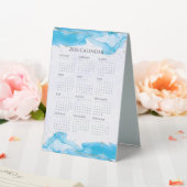 Plaque De Table Calendrier 2026 Vagues marbrées Tropical Turquoise (In SItu (Mariage))