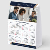 Plaque De Table Calendrier de bureau moderne 2026 | Marque de logo (Arrière)