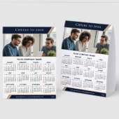 Plaque De Table Calendrier de bureau moderne 2026 | Marque de logo (Recto/Verso)