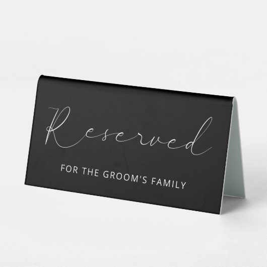 Plaque De Table Calligraphie fine noire et blanche réservée (Verso)