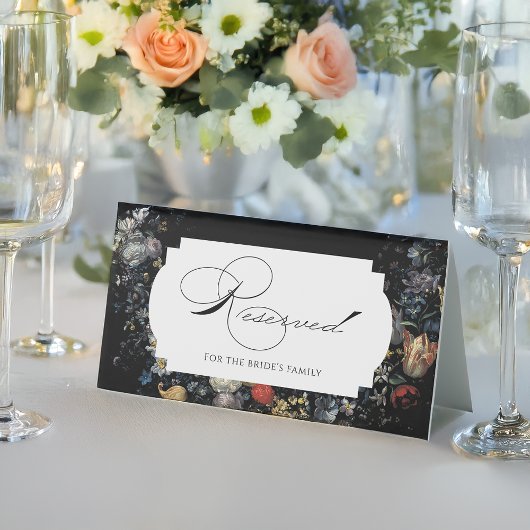 Plaque De Table Calligraphie florale noire