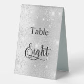 Plaque De Table Calligraphie parties scintillant argent table huit (Verso)