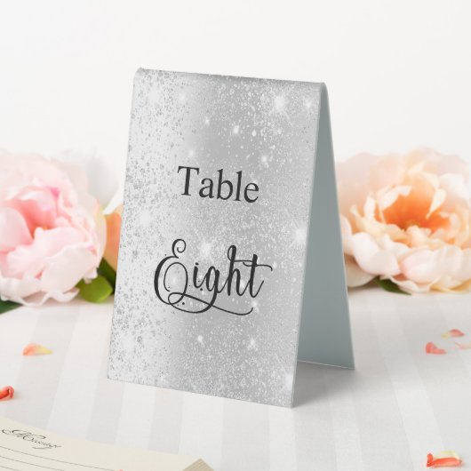 Plaque De Table Calligraphie parties scintillant argent table huit (In SItu (Mariage))