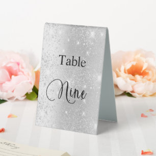 Plaque De Table Calligraphie parties scintillant argent table neuf