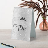 Plaque De Table Calligraphie parties scintillant argent table troi (En SItu (Tableau))