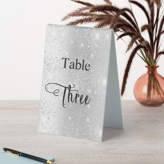 Plaque De Table Calligraphie parties scintillant argent table troi (En SItu (Tableau))