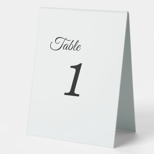 Plaque De Table Calligraphie simple en noir et blanc Numéro du tab (Recto)