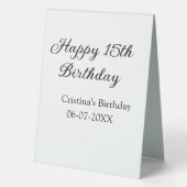 Plaque De Table calligraphie simple minimum heureux 15e anniversai (Verso)