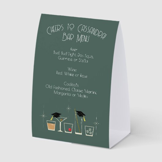 Plaque De Table Cap Cocktail Graduation Party Bar Menu (Recto)