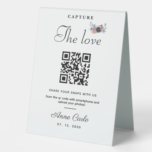 Plaque De Table Capture de script simple Code QR d'amour (Recto)