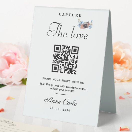 Plaque De Table Capture de script simple Code QR d'amour (In SItu (Mariage))