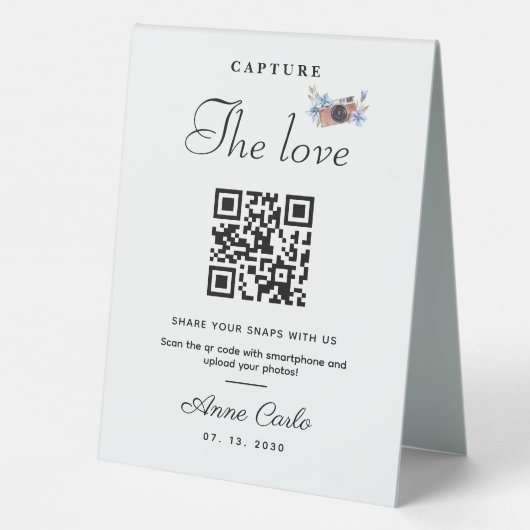 Plaque De Table Capture de script simple Code QR d'amour (Verso)