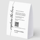 Plaque De Table Capture the Love Wedding Photo share QR Code  (Recto)