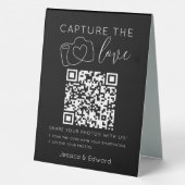 Plaque De Table Capturez L'Amour Qr Code Black Chic Mariage modern (Verso)