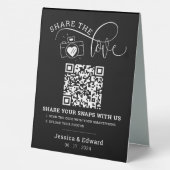 Plaque De Table Capturez L'Amour Qr Code Black Chic Mariage modern (Verso)