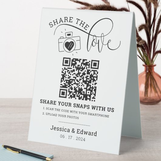 Plaque De Table Capturez Le Love Qr Code Black White Chic Mariage (En SItu (Tableau))