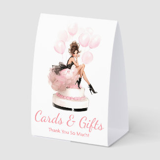 Plaque De Table  cards and gifts ,pink script birthday girl